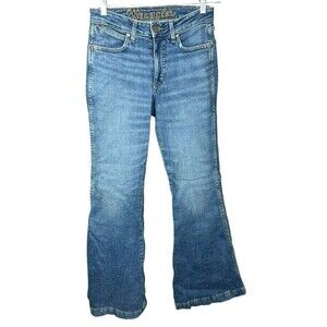 Wrangler Jeans Size 26x34 Blue Trumpet Bell Bottoms Flare Bareback Hip Hop Boho